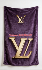 Purple Gold LV Blanket Luxury Gold Logo Throw IMG_3580